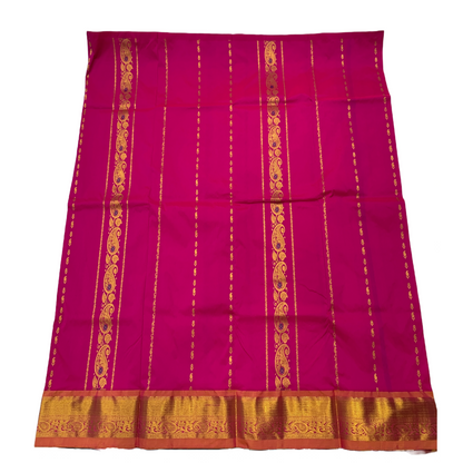 Pink shade vegan silk Kids Pattu Pavadai with Contrast border for age above 10 years