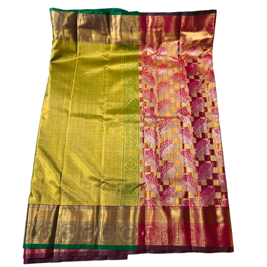 Vegan Silk Saree Pink shade with leaf design