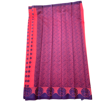 Pink shade silk cotton Saree with Blue Border