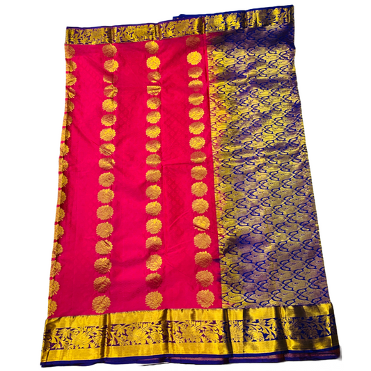 Pink Shade Kanchipuram Silk Saree with Blue Border