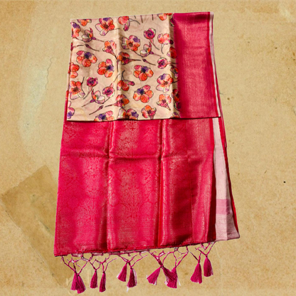 Digital Silk Saree Pink Colour