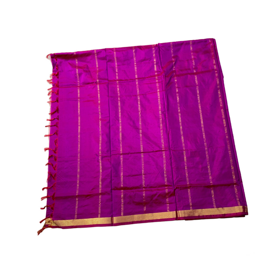 9 yards Pure Kanchipuram Silk Saree Magenta Colour