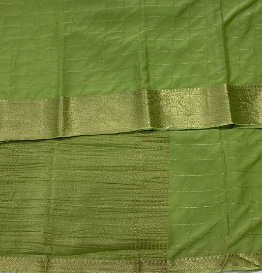 Georgette Crepe Saree Pista Green Colour