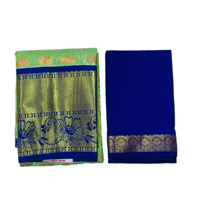 Pista Green Shade Vegan Silk Half Saree Contrast Border (Above 10 years )