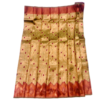 Light Pista Green shade saree with Leaf Design