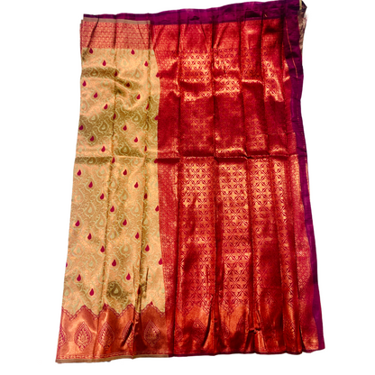 Light Pista Green shade saree with Leaf Design