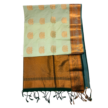 Soft Vegan Silk Saree Pista Green Colour