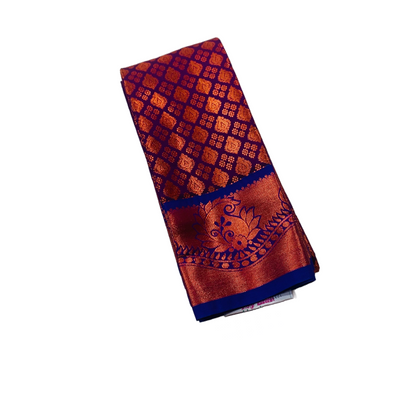 Vegan Silk Saree Purple Colour with Copper with Blue with Mango design