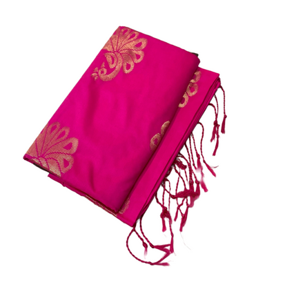 Soft Vegan Silk Saree Pink Colour with Border less