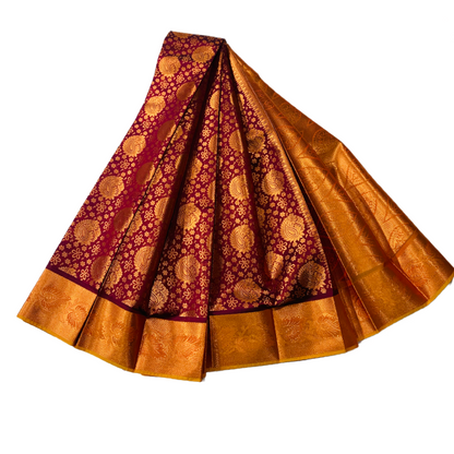 Purple shade Soft kanchi pattu with Mango design.