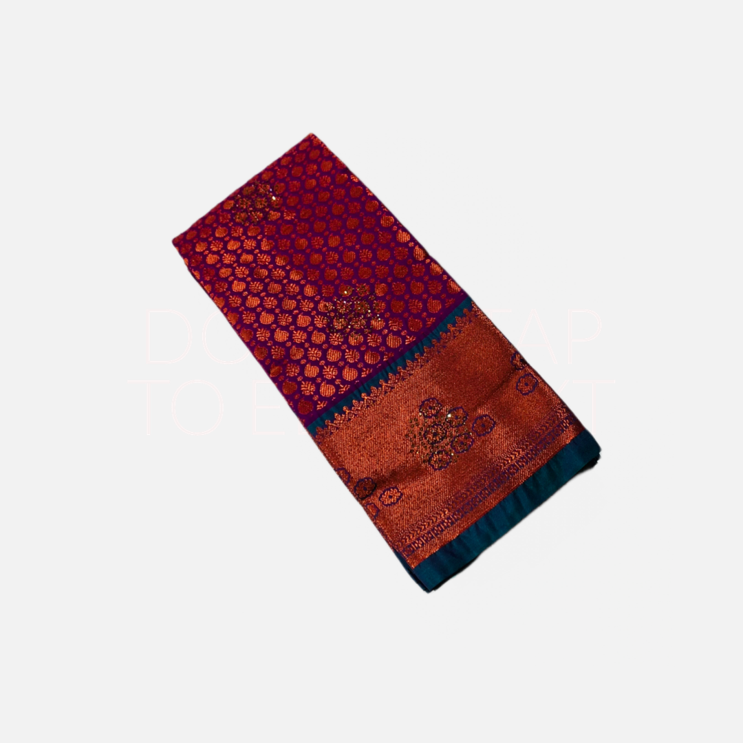 Purple Shade Soft kanchi pattu with Small Mango design