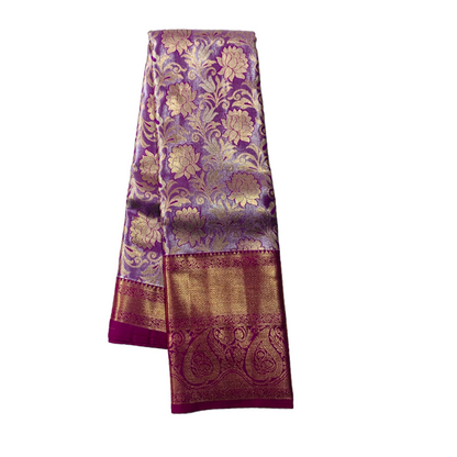 Vegan Silk Saree Purple shade with large Mango border