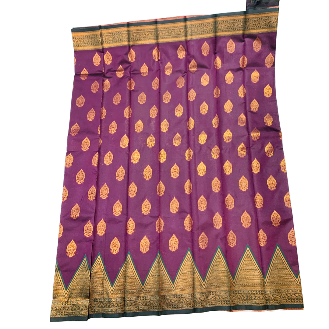 Purple shade saree with Green Border