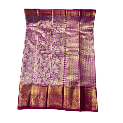 Vegan Silk Saree Purple shade with large Mango border