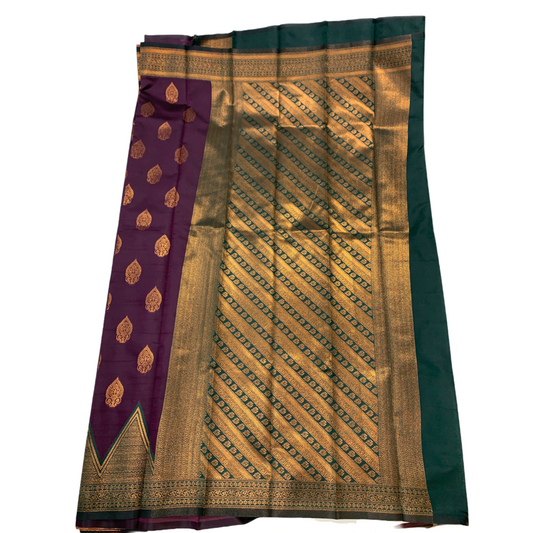 Purple shade saree with Green Border