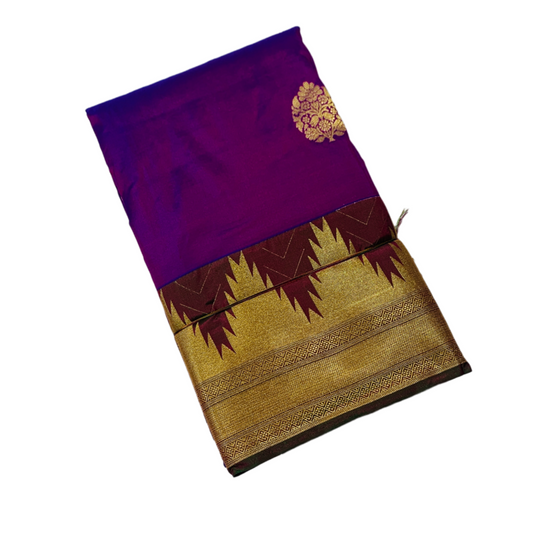 Pure Kachipuram Silk Saree Purple Colour