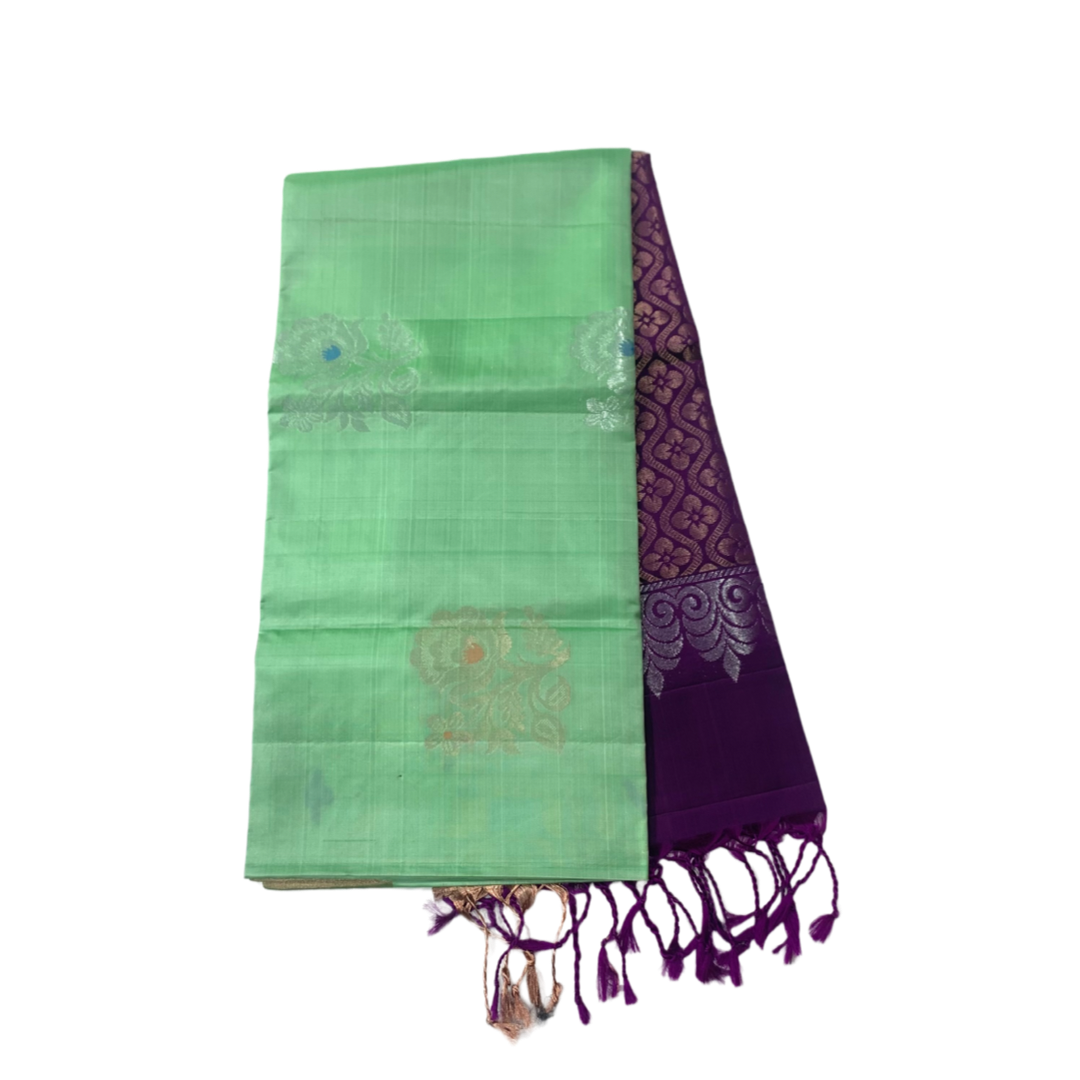 Soft Silk Saree Pista Green Colour