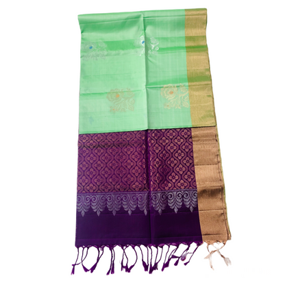 Soft Silk Saree Pista Green Colour