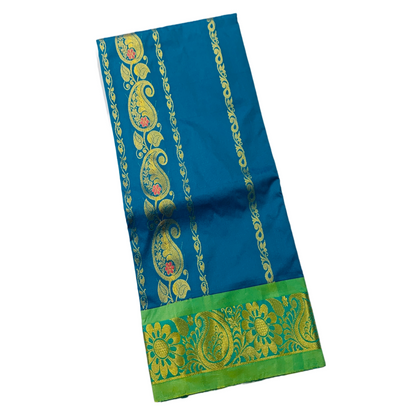 Ramar Green shade Semi Silk Kids Pattu Pavadai with contrast border for age 5 to 10