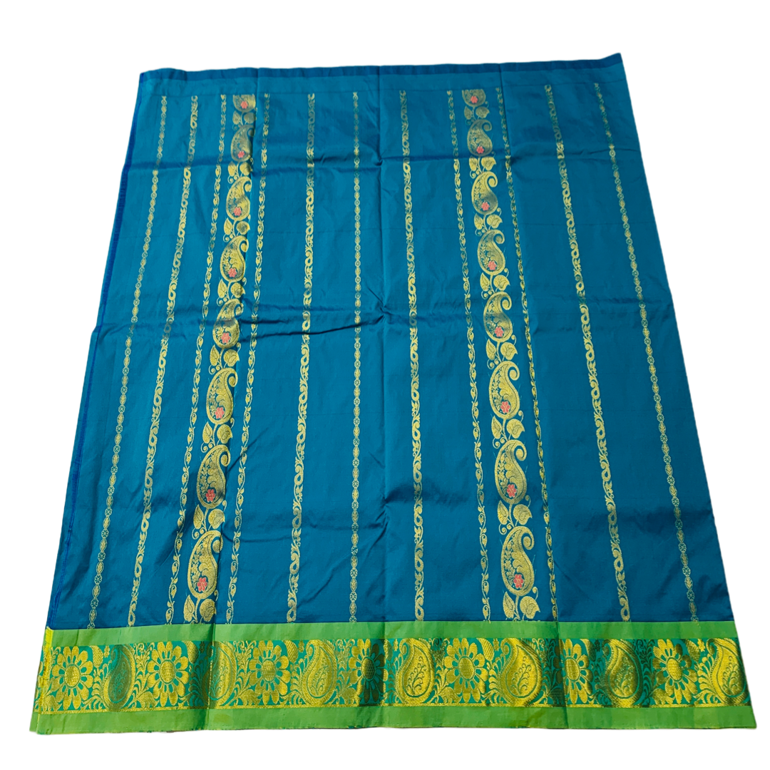 Ramar Green shade Semi Silk Kids Pattu Pavadai with contrast border for age 5 to 10