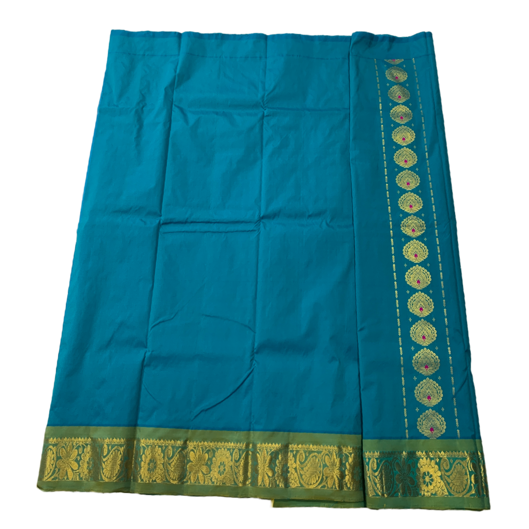 Ramar Green shade Semi Silk Kids Pattu Pavadai with contrast border for age 5 to 10