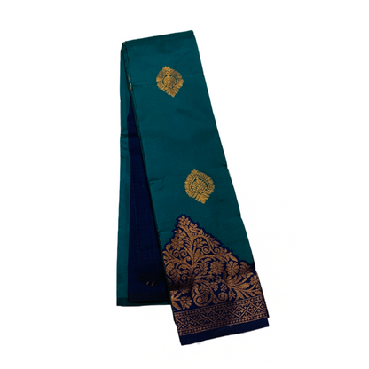 Ramar Blue shade saree with Navy Blue Border with flower design