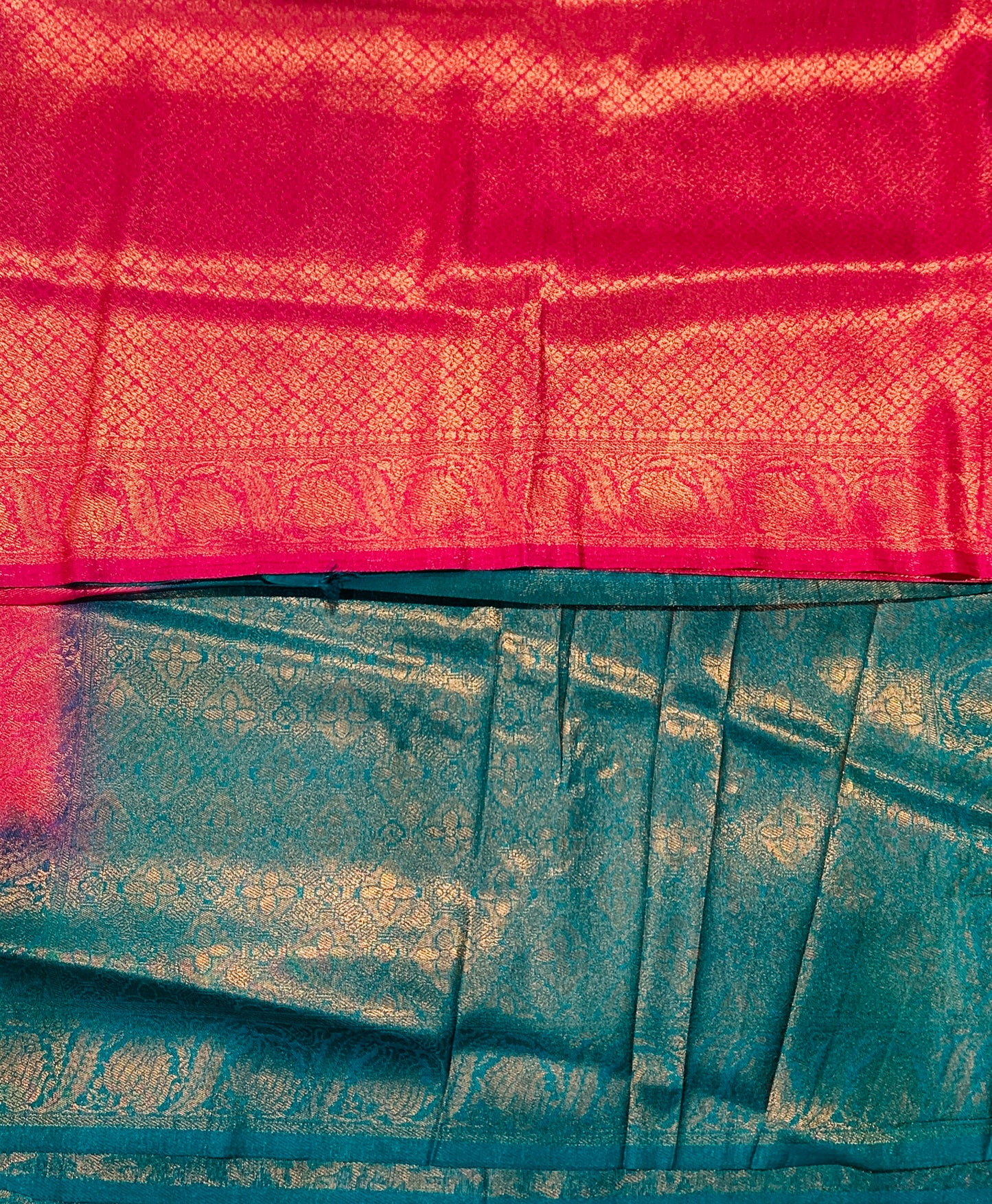 Pink shade kuberra pattu with Ramar Green Pallu