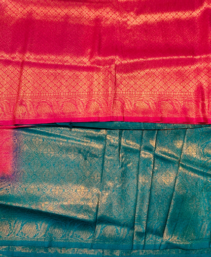 Pink shade kuberra pattu with Ramar Green Pallu