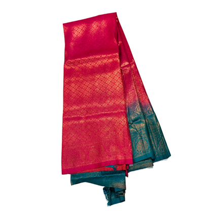 Pink shade kuberra pattu with Ramar Green Pallu