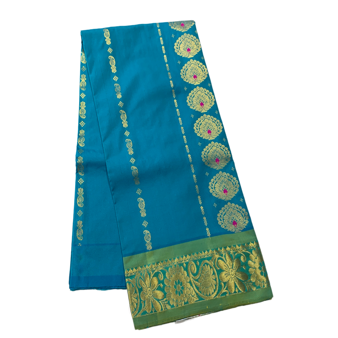 Ratha Green shade Semi silk Kids Pattu Pavadai with Contrast border for age 5 to 10