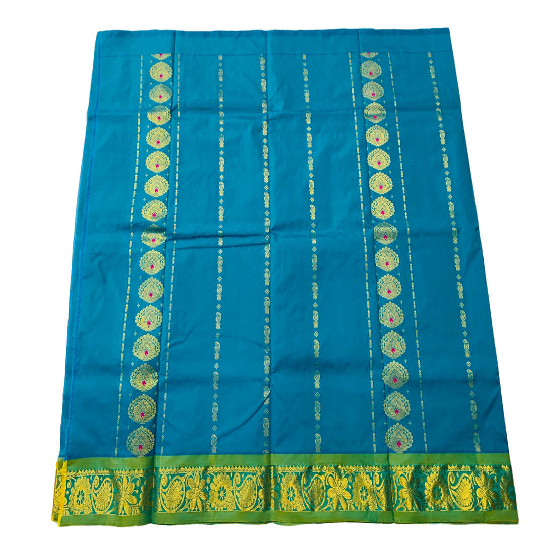 Ratha Green shade Semi silk Kids Pattu Pavadai with Contrast border for age 5 to 10