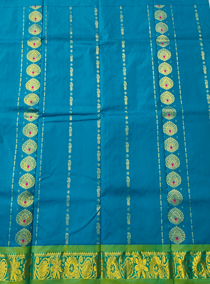 Ratha Green shade Semi silk Kids Pattu Pavadai with Contrast border for age 5 to 10