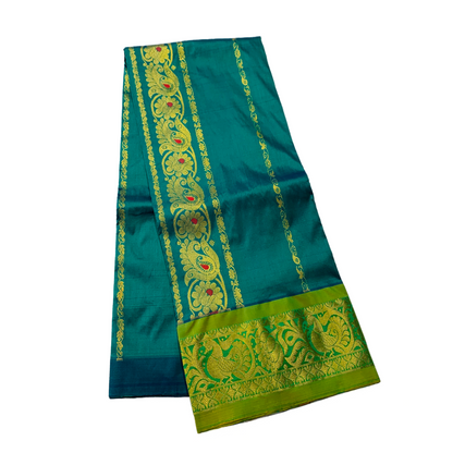 Rama Green shade Semi Silk Kids Pattu Pavadai with Contrast border for age above 10 years