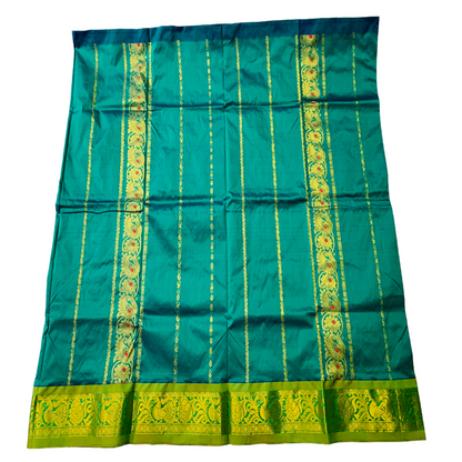 Rama Green shade Semi Silk Kids Pattu Pavadai with Contrast border for age above 10 years