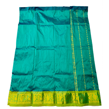 Rama Green shade Semi Silk Kids Pattu Pavadai with Contrast border for age above 10 years