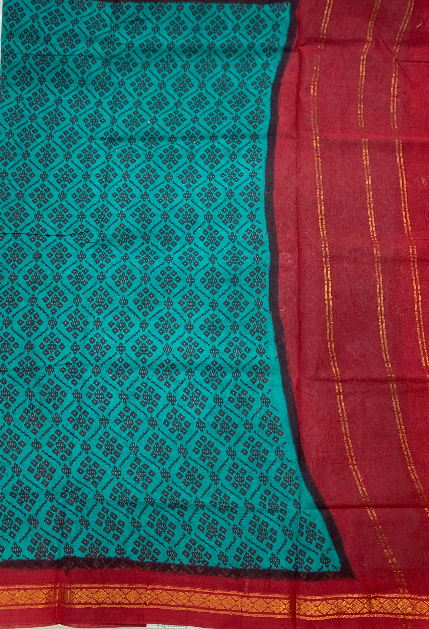 Chettinad Sungudi Cotton Rama Green Printed  Saree