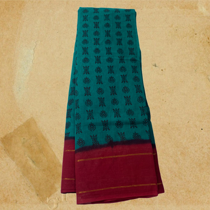 Chettinad Sungudi Cotton Rama Green Printed Saree