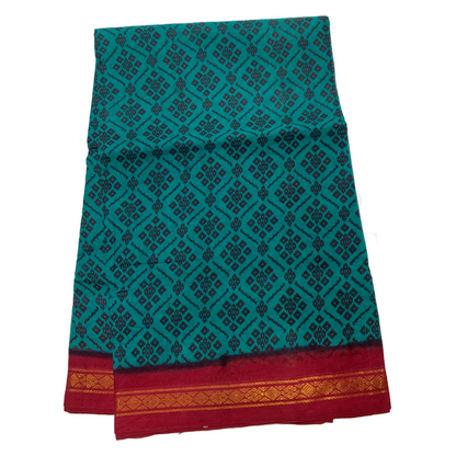 Chettinad Sungudi Cotton Rama Green Printed  Saree