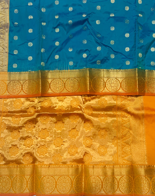 Pure Kanchipuram Silk Rama Blue Colour