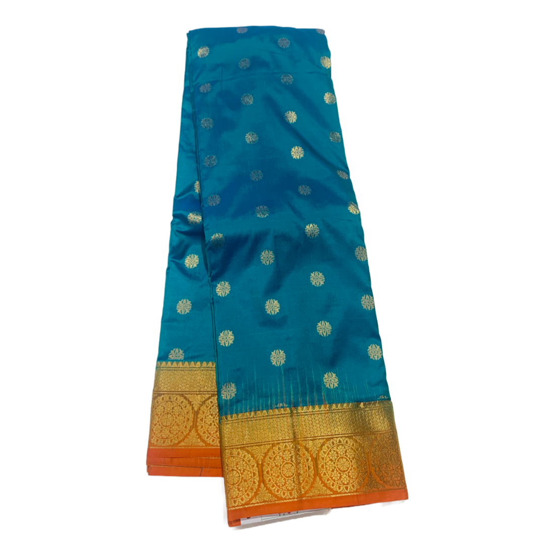 Pure Kanchipuram Silk Rama Blue Colour