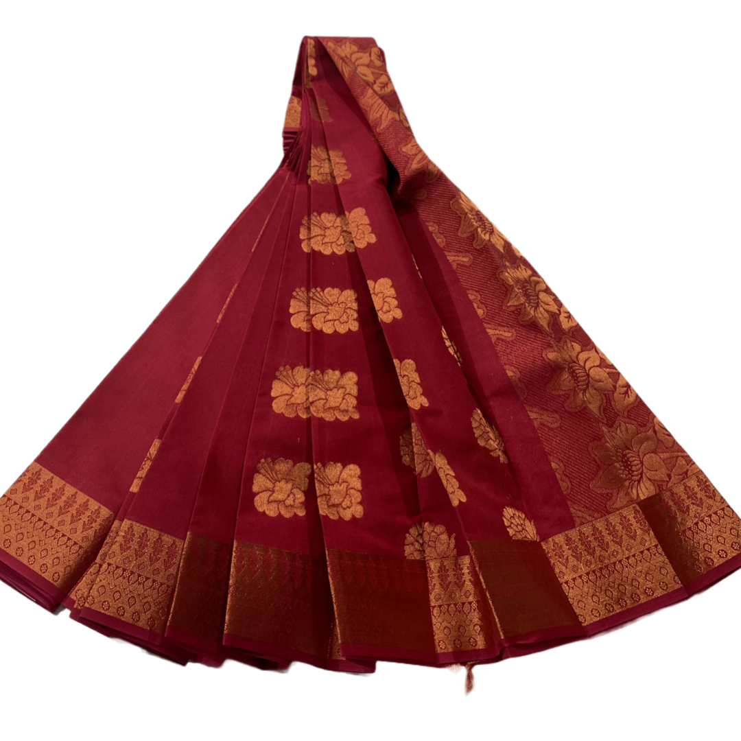 Red shade silk cotton