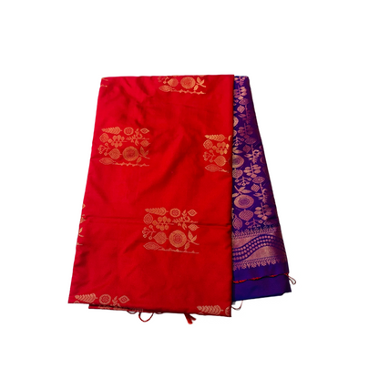 Soft Vegan Silk Saree Red Colour with Border less