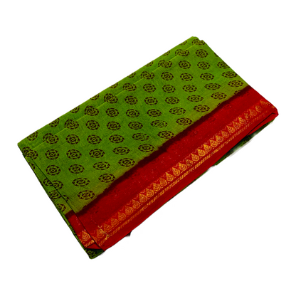 Chettinad Sungudi Cotton Olive Green Printed  Saree