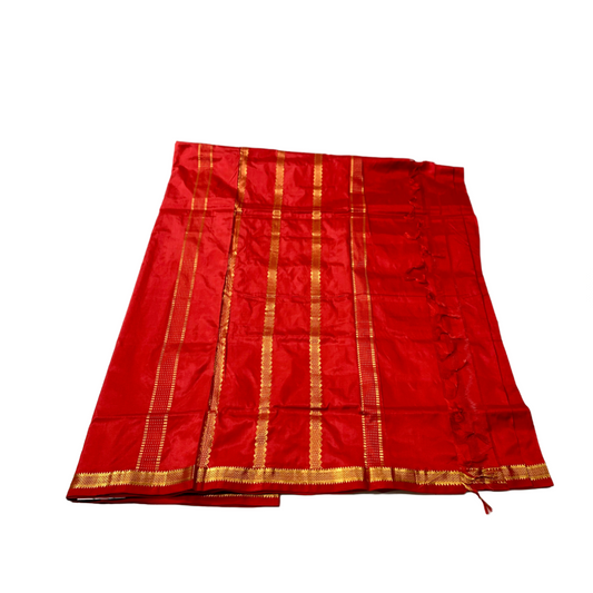 9 yards Pure Kanchipuram Silk Saree Red Colour