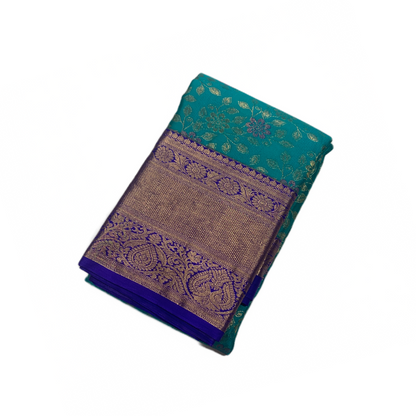 Ramar Green shade Soft kanchi pattu with Blue Border