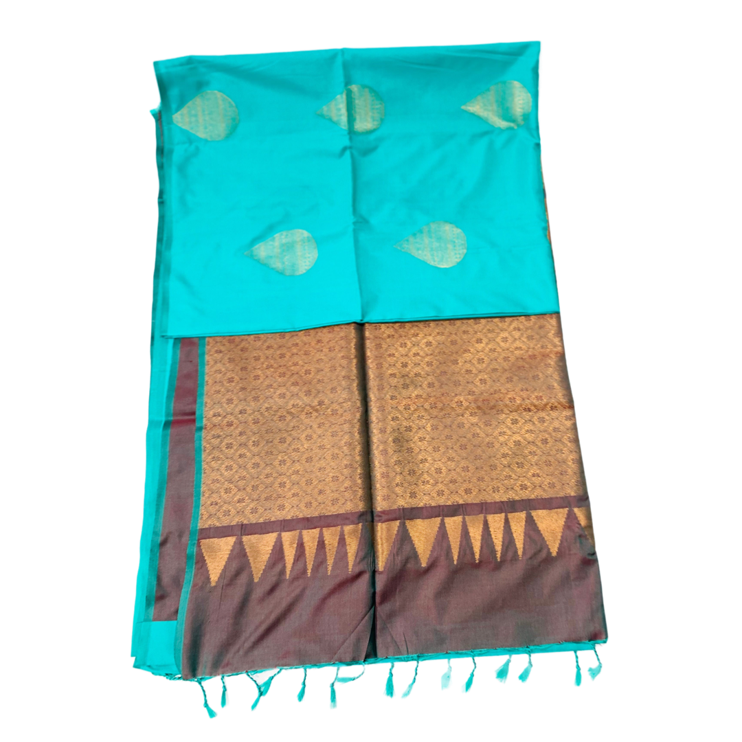 Soft Vegan Silk Saree Ratha Green Colour with Border less