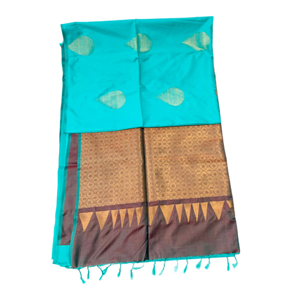 Soft Vegan Silk Saree Ratha Green Colour with Border less