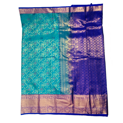 Ramar Green shade Soft kanchi pattu with Blue Border