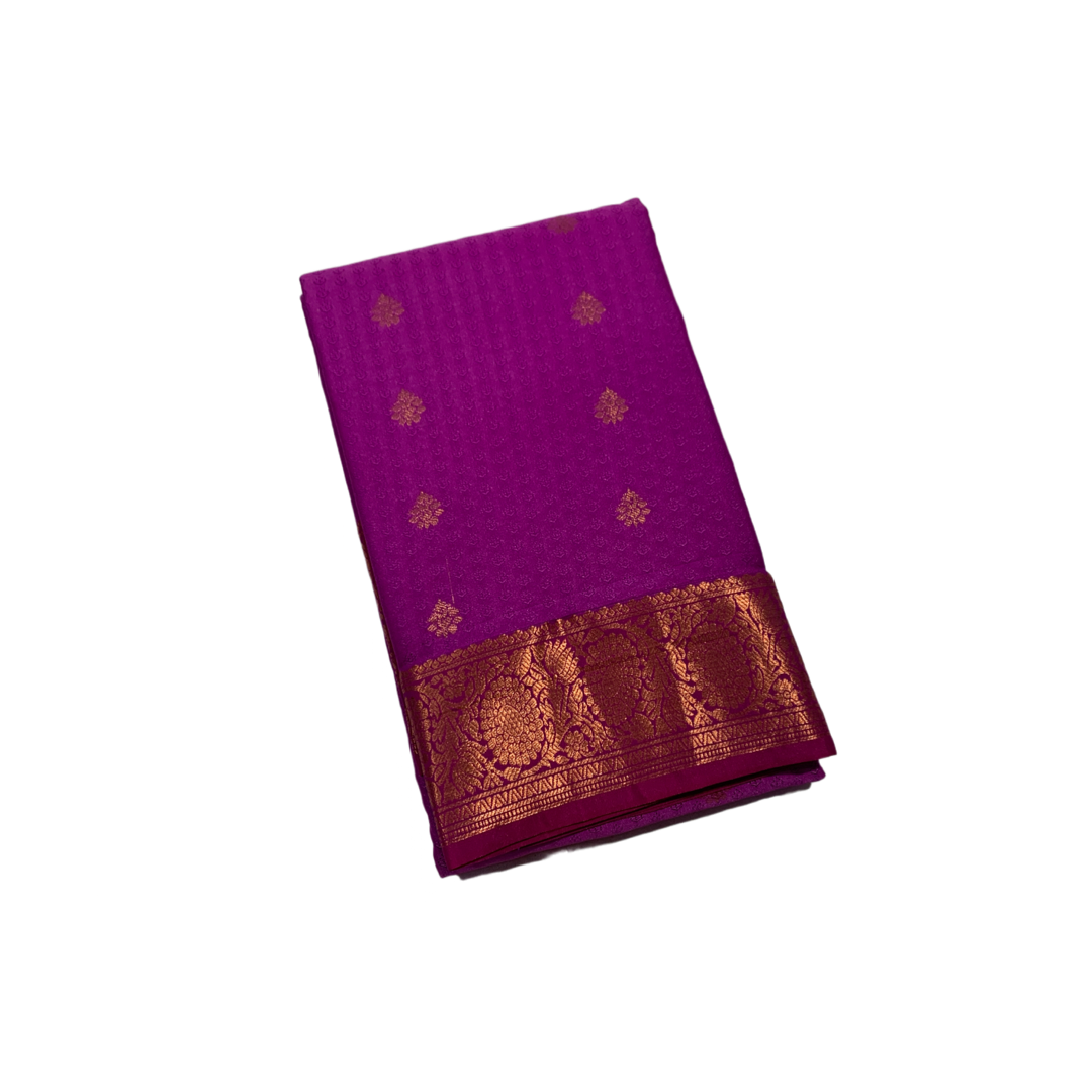 Rose shade Semi Silk Saree with Copper Border with Floral Design