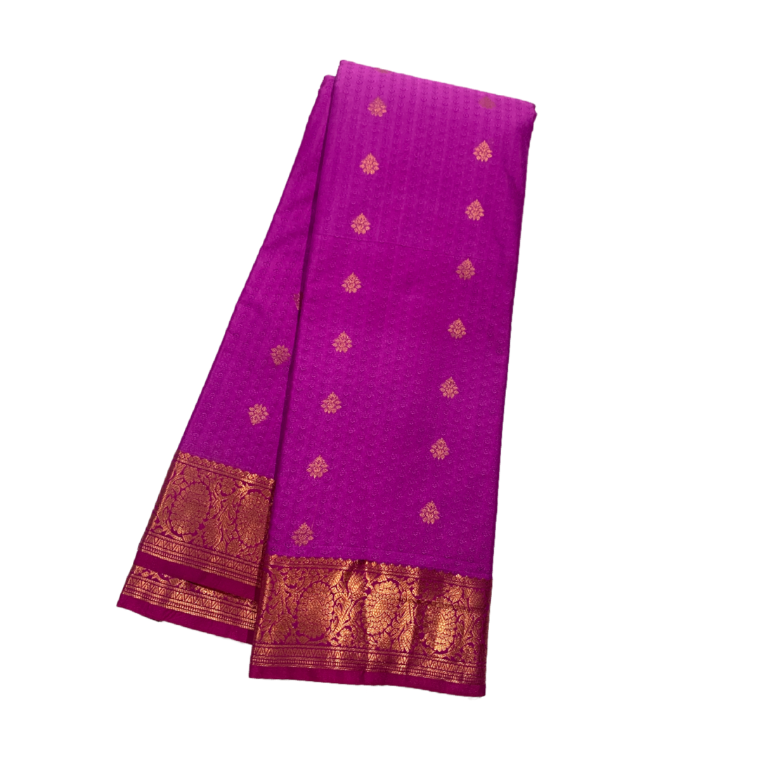 Rose shade Semi Silk Saree with Copper Border with Floral Design ...